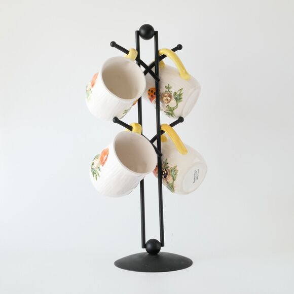 Sears Roebuck Japan Merry Mushroom 4 Mugs Creamer Stand MCM Retro Grannycore - Picture 5 of 15